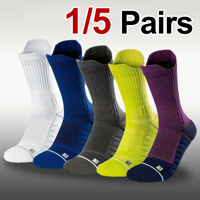 Athletic Sock Cushion - 1/5 Paar Herren-Basketball-Sportsocken mit Frottee-Sohle, geruchsneutral,